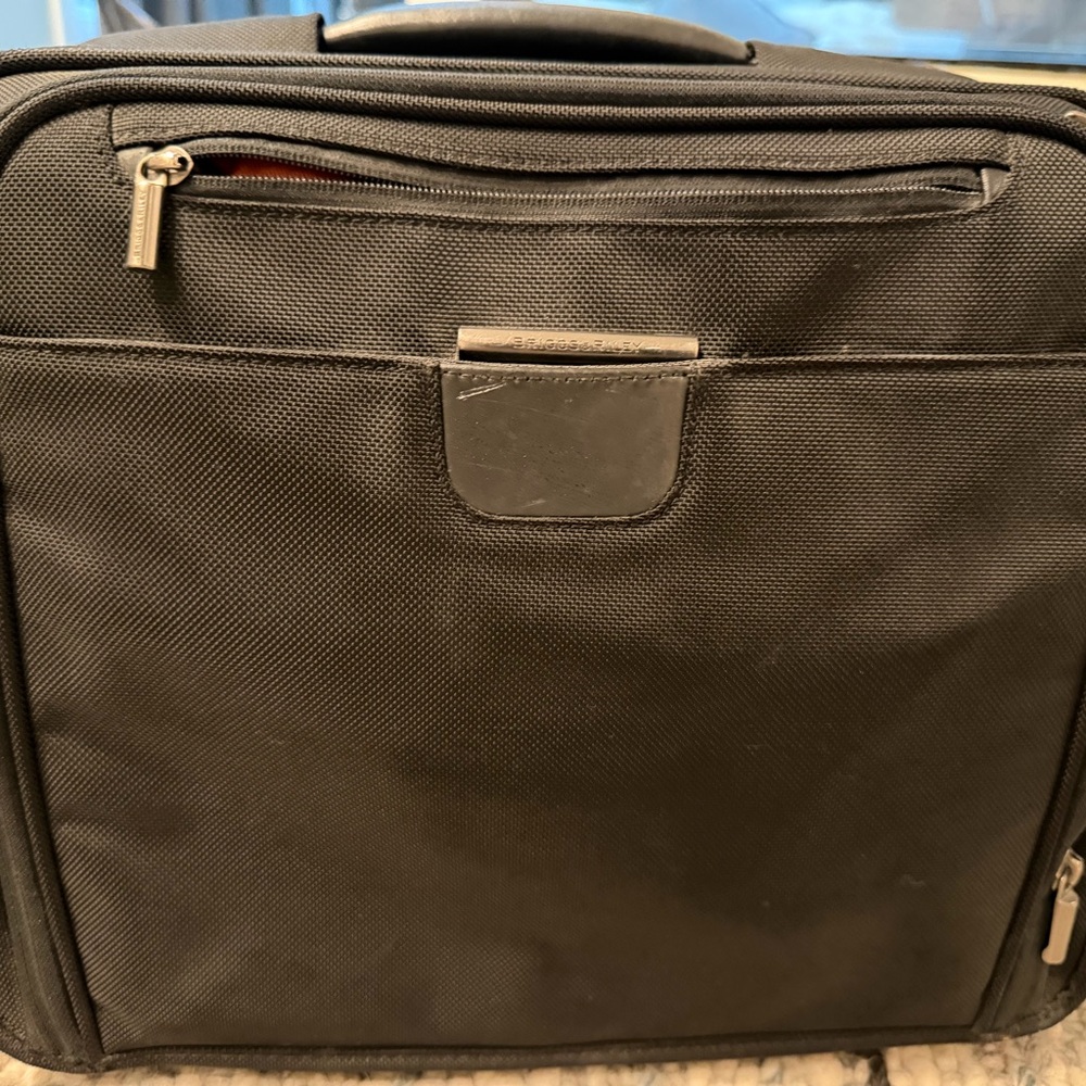 Briggs & Riley Black Laptop Briefcase with Front Pocket and Top Handle